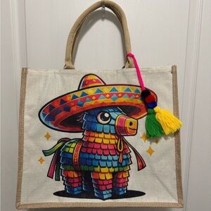 Donkey Piñata Jute Tote Bag